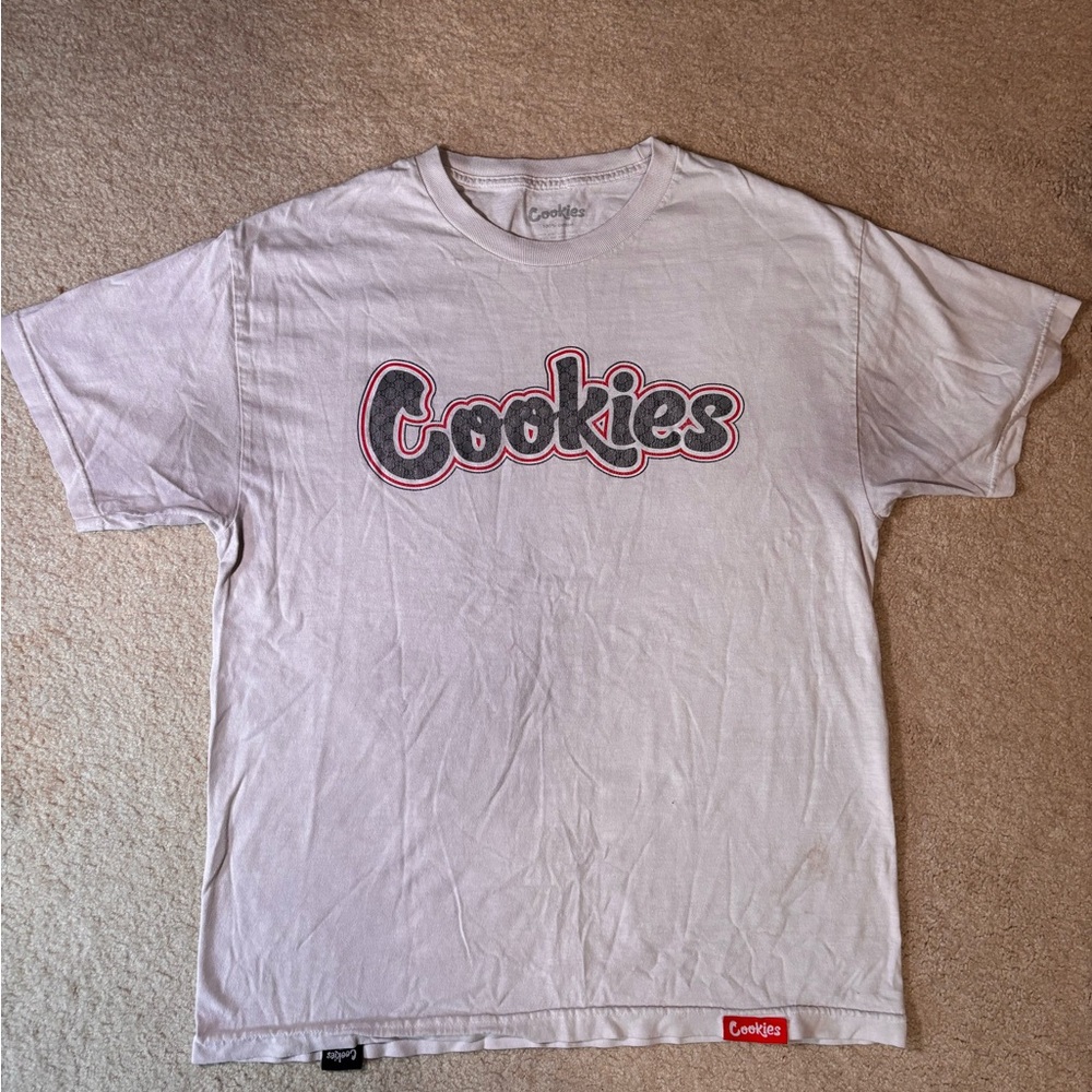 Cookies White Short Sleeve T-Shirt Classic Script Logo Mens Size Large L